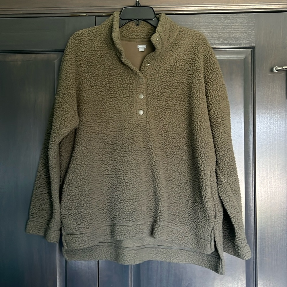 Aerie Olive Green Sherpa Sweatshirt